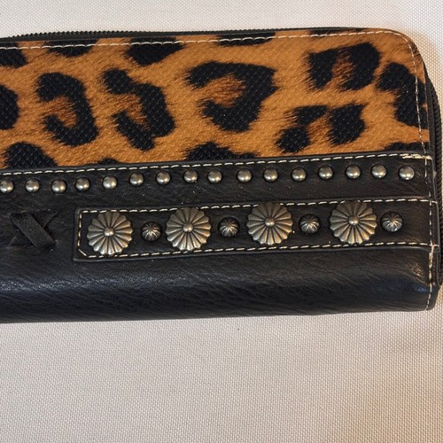 Borsa a tracolla western American Bling stampa leopardata con portafoglio CC - Foto 9 di 12