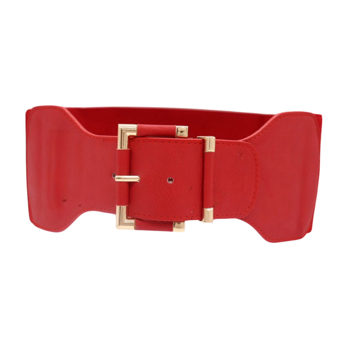 Mujer Verdadero Rojo Elástico Ancho Moda Cinturón Cadera Oro