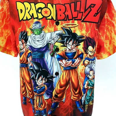 21MEN DRAGONBALL Z Shirt Button Front S/S Allover Print Anime