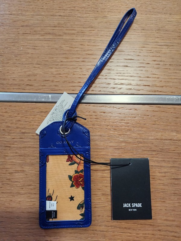 Brand New Jack Spade Embossed Anchor Luggage Tag Blue BNWT