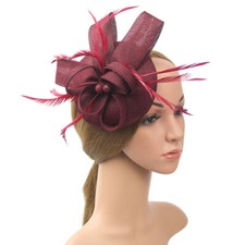 Flower Feather Race Headband Fascinator Hair Hat Clip Wedding Royal Ascot Formal