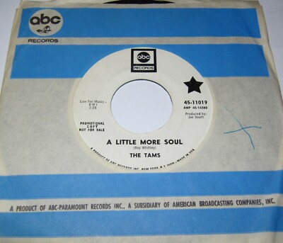 THE TAMS - All My Hard Times / A Little More Soul 45 ABC 11019 WLP Promo Copy EX
