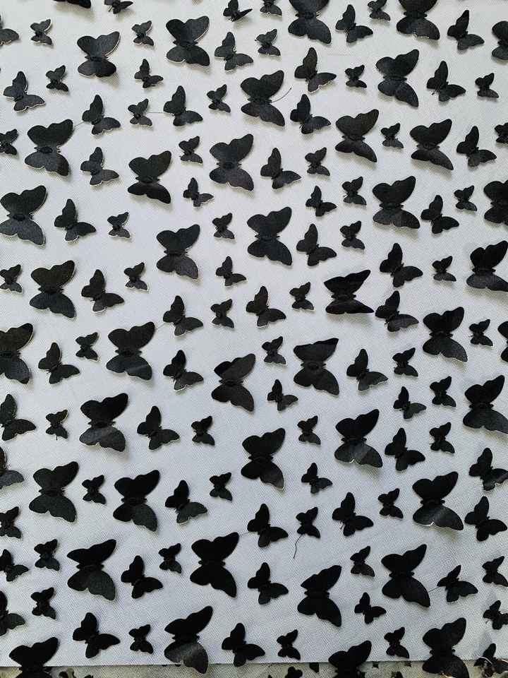 Tela de tul mariposa 3d negra por yarda de tul con mariposas - negro mariposa Foto 4 de 4
