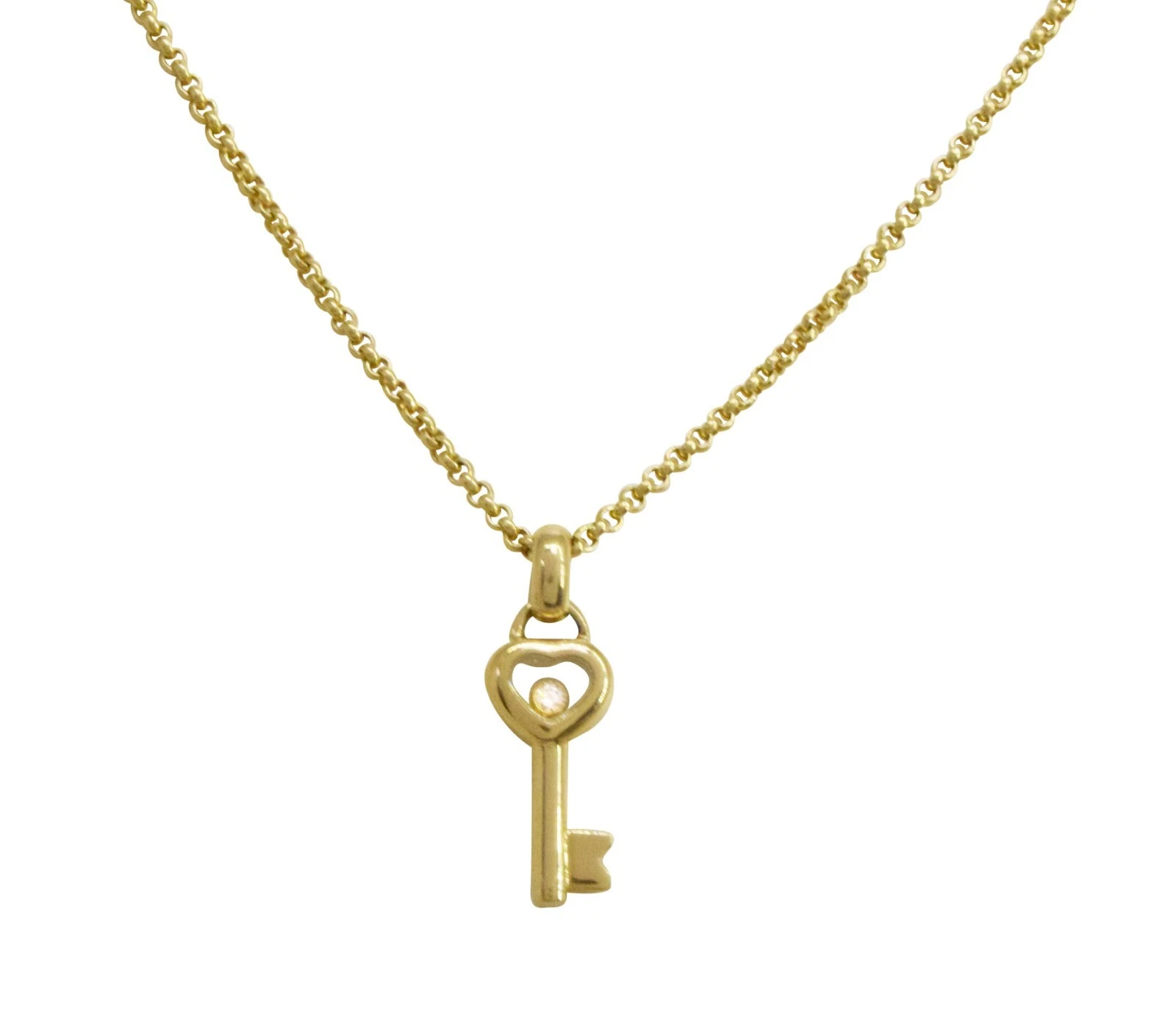 Chopard — Chopard Happy Diamond Key Pendant 18k Yellow Gold 2mm Chain Necklace 16''