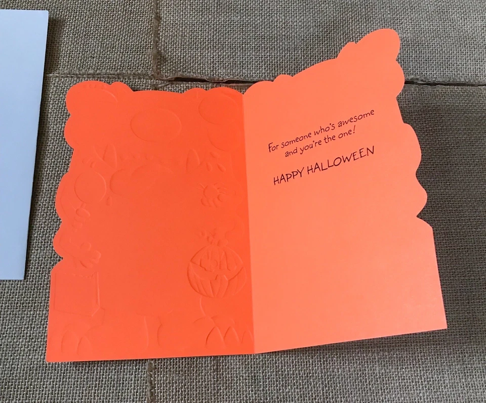 Tarjeta de Halloween Gibson Monster caprichosa divertida kitsch goofy tontería espeluznante sin usar Foto 3 de 4