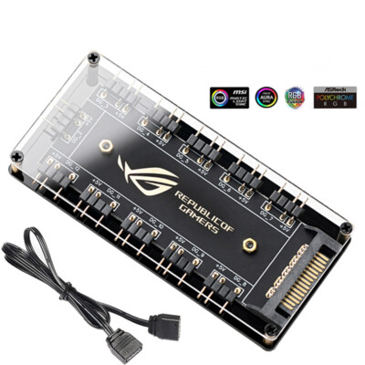 RGB 10 Hub Splitter SATA Power  5V 3 pin ARGB RGBW Cable for ASUS AURA SYNC