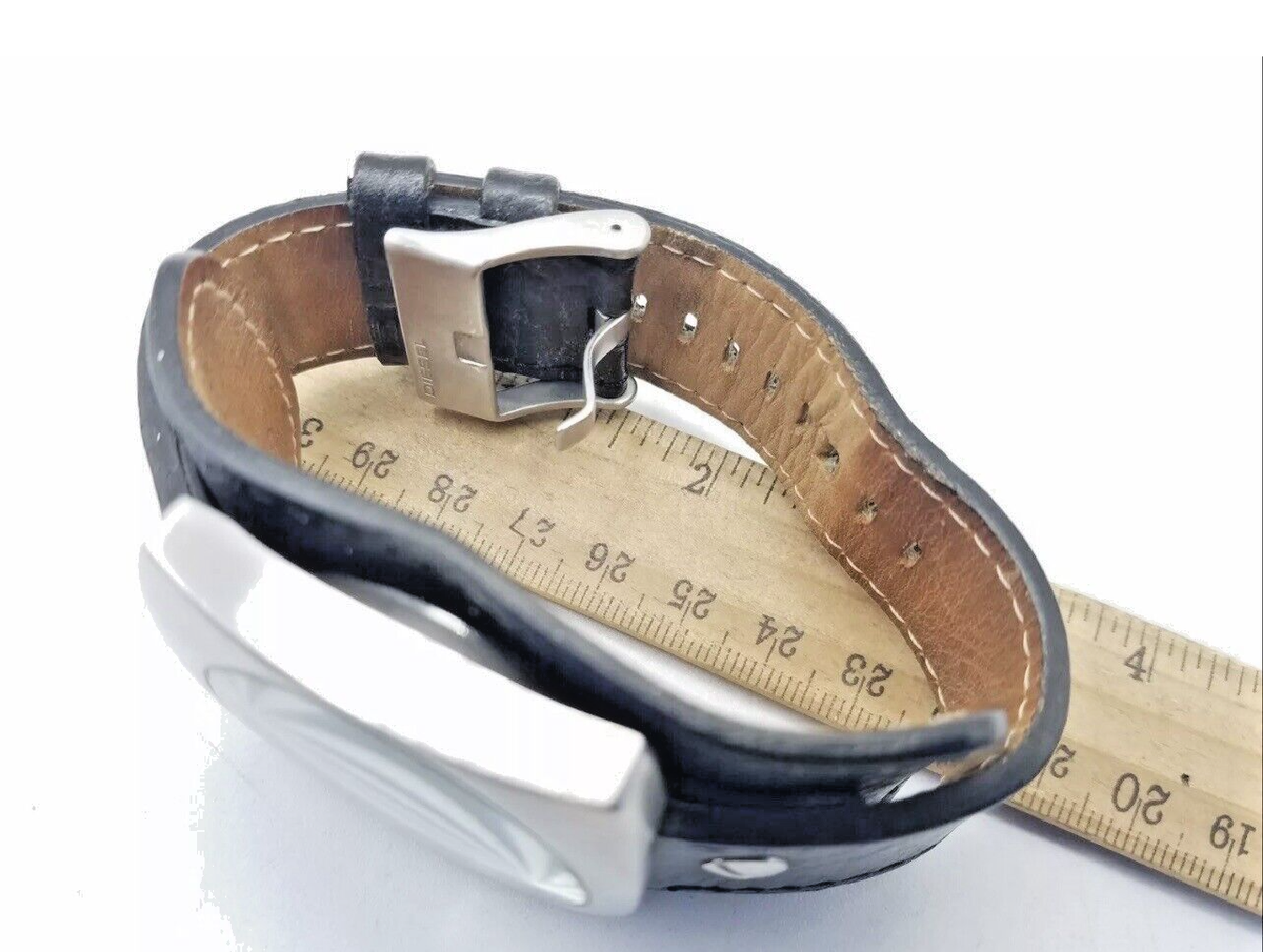Authentic DIESEL Silver Watch Leather Band - Blackout Face
