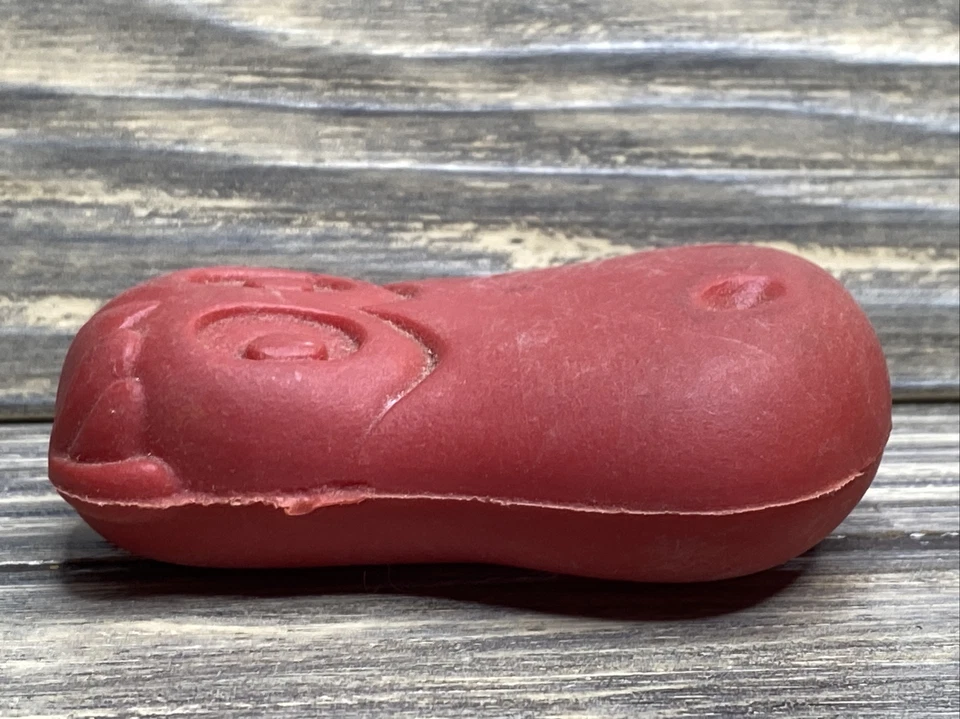 "Figura de plástico de colección Hasbro 1975 guijarros cereal cabeza de dinosaurio rojo bolsa monedas 2,5""" Foto 3 de 4