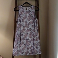 Old Navy Women's Medium White Blue Orange Paisley Keyhole Neck Shift Knee Dress