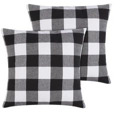 Christmas Pillow Covers - Set of 2 Buffalo Black and White Plaid Throw Pillow...