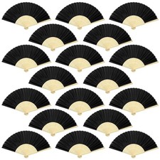 Aneco 18 Piece Black Handheld Fans - Bamboo Folding Fans for Wedding Decoration,