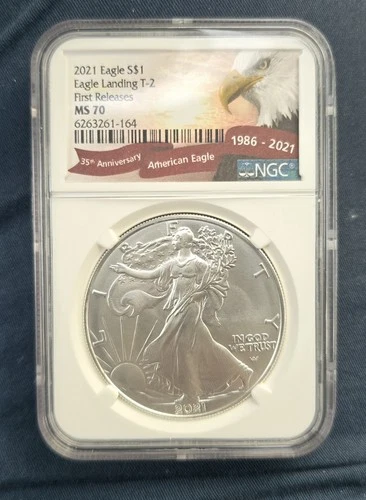 2021 W Eagle S$1 Silver Eagle Landing T-2 NGC MS70
