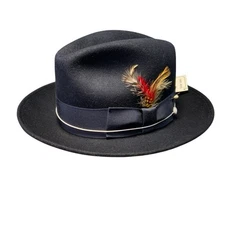 Capas Headwear Untouchable Hat Navy Blue Fedora Godfather Cap Wool Felt Size S
