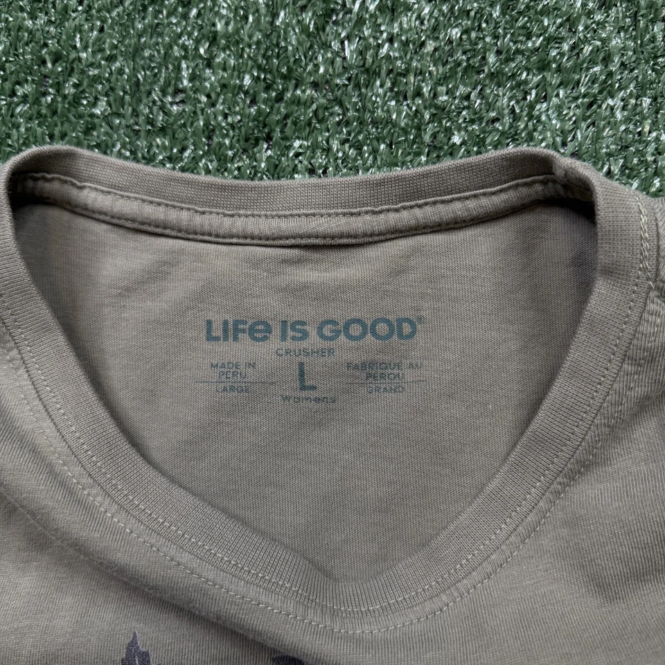 Camisa gráfica vintage Y2K Life Is Good para mujer talla L verde manga corta lobo Foto 2 de 4