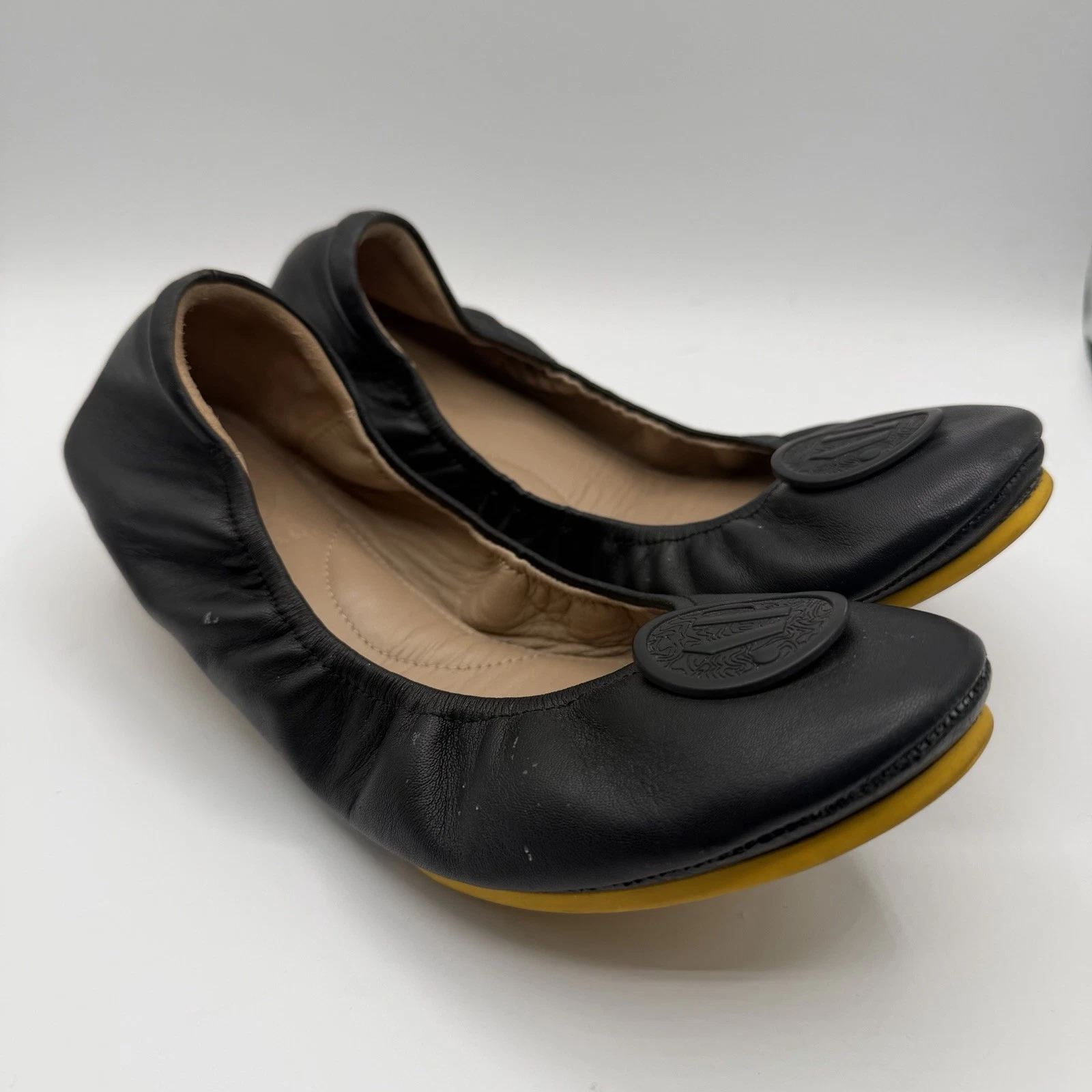 April Parker Perfect Flat Black Leather Ballet Flats Elastic Comfort Shoes 8M