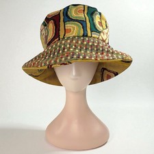 Vintage 1990s Tapestry Bucket Hat Abstract Sofa Print Boho Streetwear Retro M