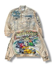 VTG 80s Indianapolis Tony Alamo Style Artwork Denim Jacket Adult XL Blue Faded