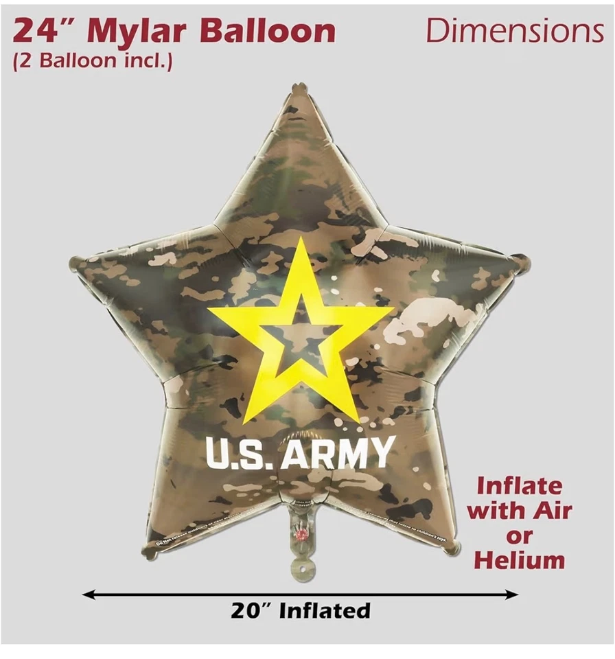 Ejército 24" Juego de 2 Globos Mylar Decoraciones Promoción Cumpleaños Foto 2 de 4