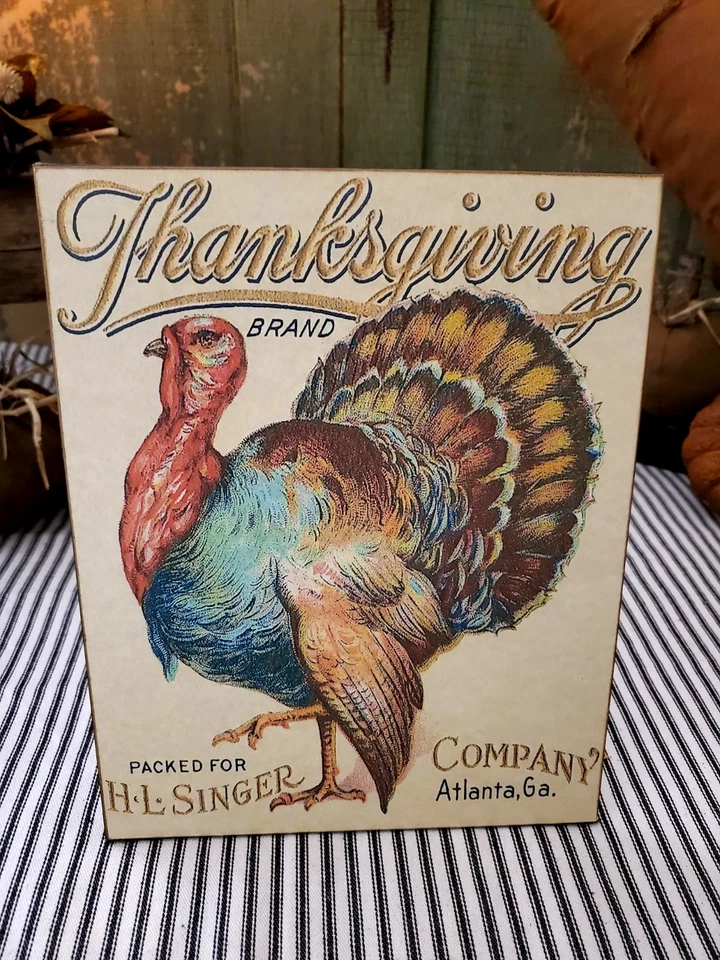GRAN LETRERO PUBLICITARIO RETRO ANTIGUO PRIMITIVO VINTAGE ESTILO GRANJA ACCIÓN DE GRACIAS PAVO Foto 3 de 4