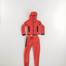 Nike Tech Pack Fleece Red Boys Hoodie Pants Set Small S FD3285 FD3287