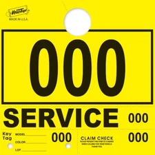 Service Dispatch Numbers RL78 Style Mirror Hang Tags Numbered (Yellow, 000-999)