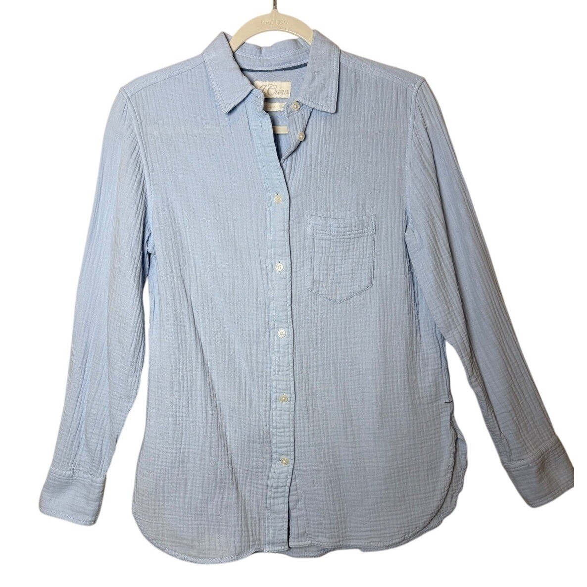 J.Crew Womens Button Down Shirt Size 6 Blue Classic Cotton Casual Lightweight