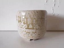 Yunomi Studio Art Pottery Tea Bowl Handmade Shino Glaze Marked Japanese Clay Art