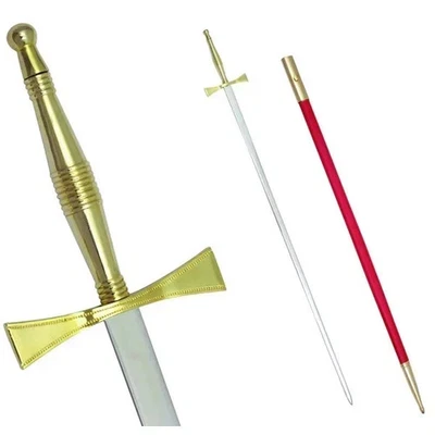 Premium Masonic Universal Sword Gold Hilt Red Scabbard Freemason - Image 1 of 4