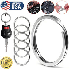 20 Split Key Rings Stainless Steel Flat Key Rings Silver Key Chain 25/30mm USA