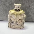 VINTAGE CARVED FIGURINE MULTI-COLOR #990 made of  RESIN JAPAN ROTATING HEAD