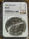 1996 American Silver Eagle - NGC MS69 Brown Label. Key Date