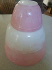 1950s Vintage Flamingo Pink Pyrex Nesting Mixing Bowls Set of 401, 402, 403