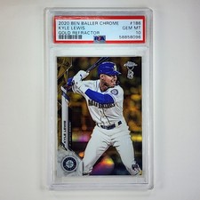 Kyle Lewis 2020 Topps Ben Baller Chrome Gold Refractor RC /50 #186 PSA 10