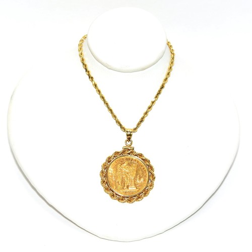 1897 20 Franc Coin Necklace 14K Solid 