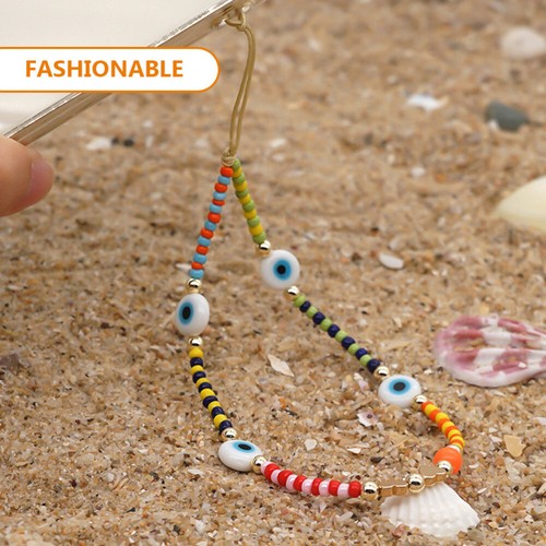 2 Pcs Mobile Phone Chain Cell Lanyard Strap Charms Evil Eye Beaded - Zdjęcie 10 z 12