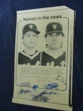 1986 Tim Teufel & Ron Darling New York Mets Vintage Wire Press Photo