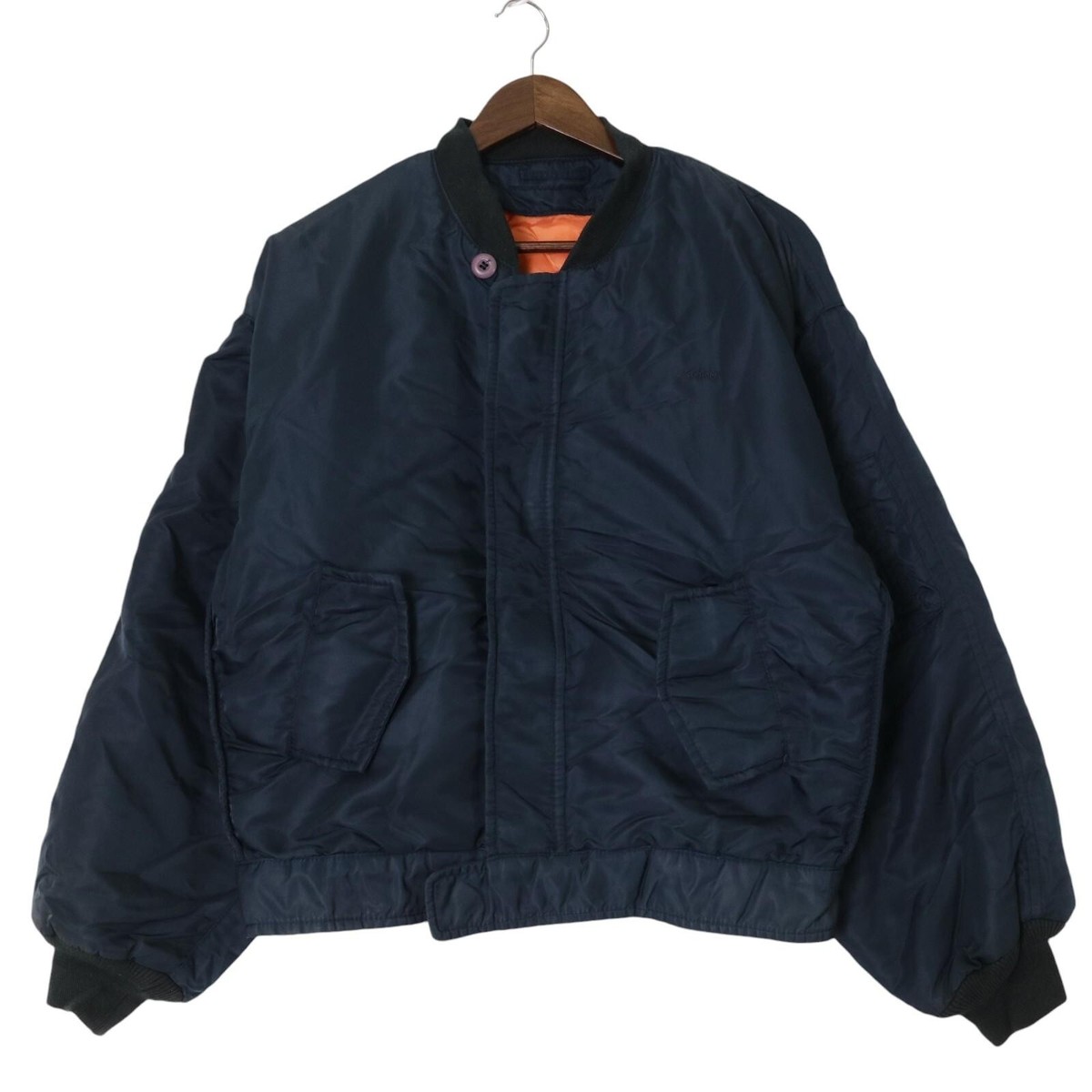90's Schott Flight Jacket Military Navy Mens L Nylon Blouson