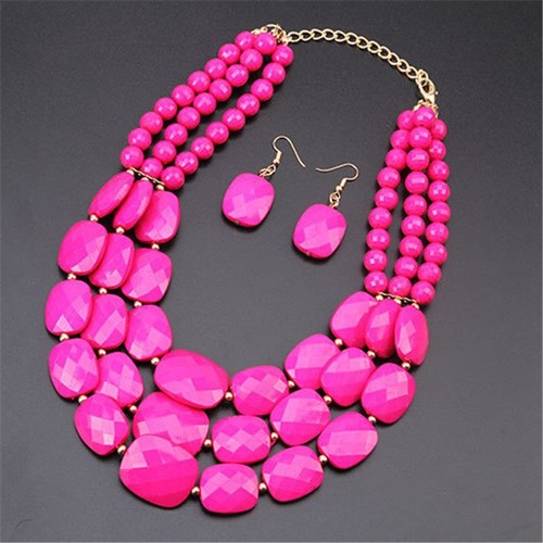 Necklace Multilayer Choker Boho Women Jewelry Gift Chunky Statement Bib Beaded - Picture 5 of 22