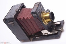   MAZO 9X12CM FOLDING MODIFIED CAMERA, RED BELLOWS, UNBRANDED LENS