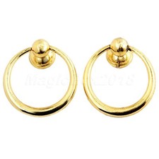 Modern Simple Cabinet Dresser Drawer Cupboard Pull Handle Round Ring Sliver 2PCS