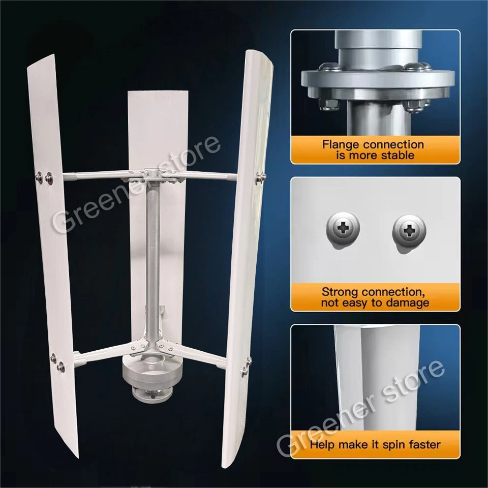 3000W 12/24V 48V Vertical Wind Turbine Generator Charge Controller Green Power - Image 4 of 4