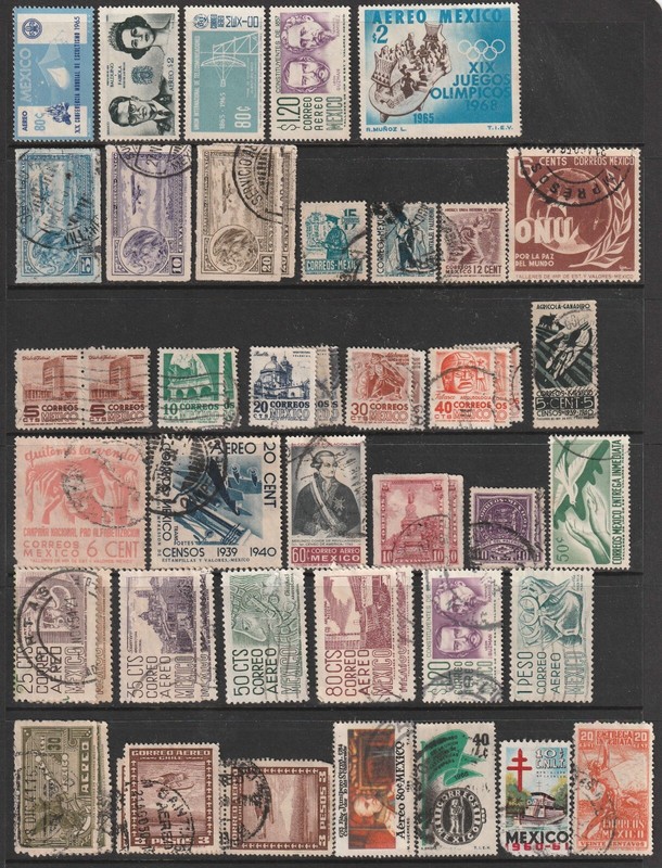 MEXICO STAMP MIXTURE, 52 Stamps - 5 Mint, 47 Used
