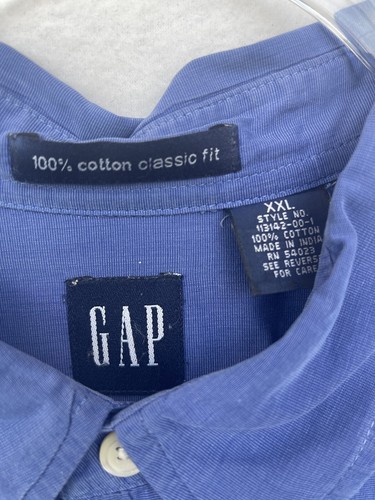 Gap Dress Shirt Mens XXL Blue Cotton Classic Fit Long Sleeve Button Down - Picture 3 of 5