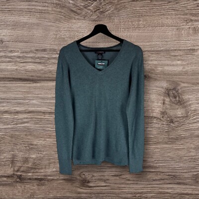 Kirkland Sweater Pulli Signature Pima Cotton V-Ausschnitt Grau Medium