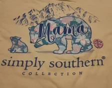 Simply Southern Mama Bear T Shirt Womens Medium Yellow Short Sleeve Crewneck