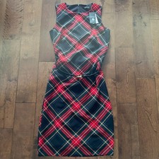 Lauren Ralph Lauren Black/Red/Multi Geometric Sleeveless Sheath Dress, 2 - NWT