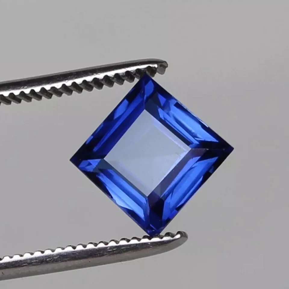 Zafiro azul natural Ceilán aciano 3,80 quilates cuadrado suelto piedra preciosa certificada Foto 3 de 4