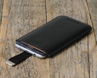 Personalised Leather Case for iPhone. Soft Lined Pouch With Magnetic Pull Band