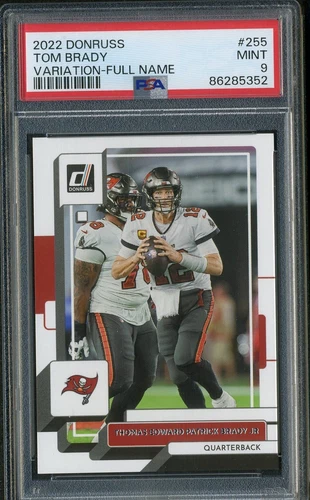 2022 Donruss Tom Brady PSA 9 FULL NAME Variation SP Card 255 Tampa Bay Buccaneer
