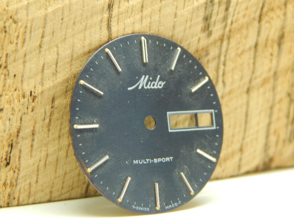 Vintage Mido Watch Dial Gray 27.48mm Multi Sport Stick Markers Day & Date Window - Image 2 of 4